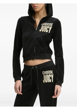Juicy Couture hooded velour zip-up top - Black