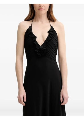 The Kooples V-neck ruffled maxi dress - Black