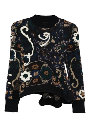 sacai floral-pattern embellished sweater - Blue