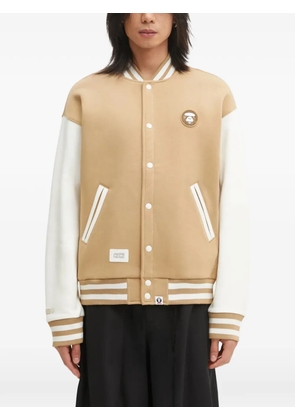 AAPE BY *A BATHING APE® logo-patch striped-trim bomber jacket - Neutrals