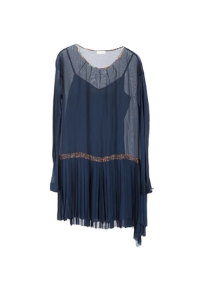 Dries Van Noten Pre-Owned pleated asymmetric dress - Blue