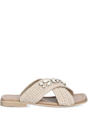Inuikii cross-strap embellished slides - Neutrals