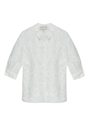MUNTHE floral-embroidered sheer shirt - White