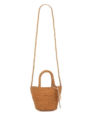 Manebi raffia leather-detail tote bag - Brown