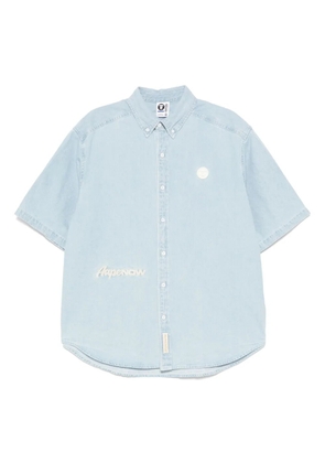 AAPE BY *A BATHING APE® logo-patch denim shirt - Blue