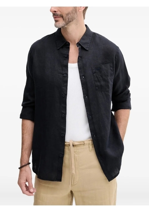 GUESS USA embroidered-pocket linen shirt - Black