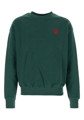 Family First heart-embroidered crew-neck sweatshirt - Green