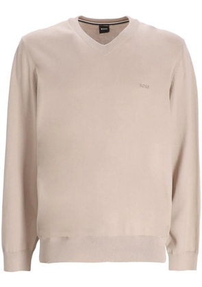 BOSS V-neck cotton jumper - Neutrals