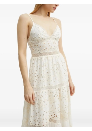 ERMANNO FIRENZE eyelet-lace tiered midi day dress - White