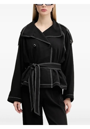 HUGO belted double-breasted coat - Black