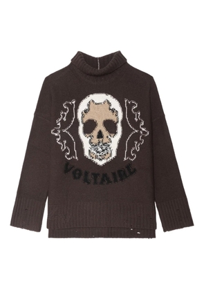 Zadig&Voltaire Bleeza skull-embellished turtleneck sweater - Brown