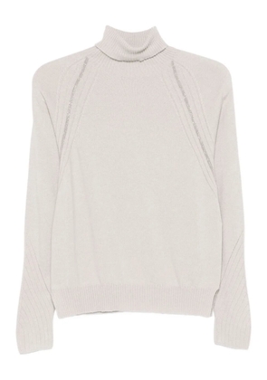 D.Exterior roll-neck embellished sweater - Neutrals