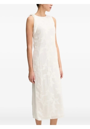SAMSOE SAMSOE tie-detailing embossed midi day dress - White