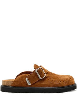 AllSaints perforated buckled mules - Brown