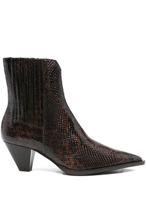 GUGLIELMO ROTTA 60mm snake-print pointed-toe boots - Brown