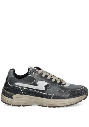 Stepney Workers Club cracked-leather sneakers - Grey