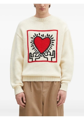 WACKO MARIA heart-motif crew-neck sweater - Neutrals