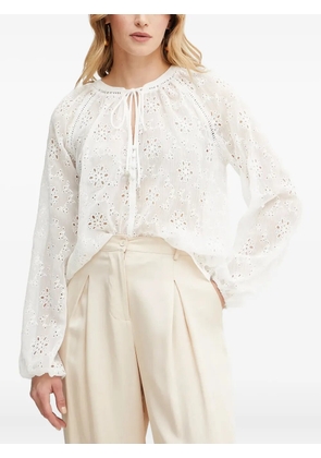 GUESS USA embroidered tie-neck blouse - White