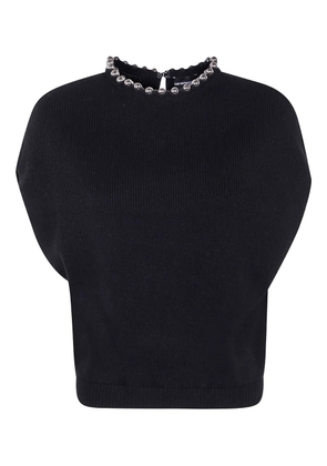 Emporio Armani beaded-neck ribbed sweater - Black