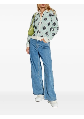 Casablanca monogram-pattern zip-up cardigan - Green