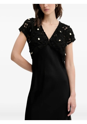 NEVER FULLY DRESSED crochet-shell maxi dress - Black