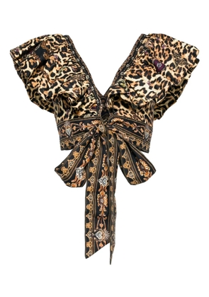 Camilla ruffle wrap top - Brown