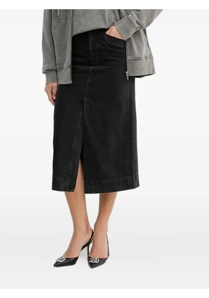BOSS front-split denim midi skirt - Black