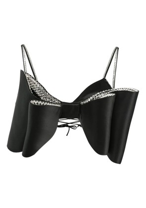 MACH & MACH bow-detail crystal-embellished top - Black