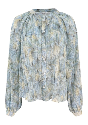 Veronica Beard pleated floral blouse - Blue