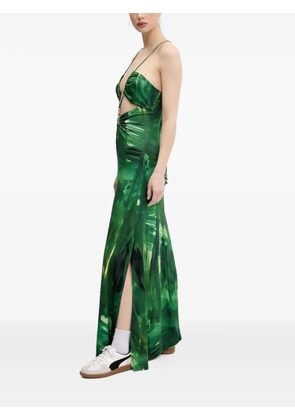 Desigual leaf-print tie-back maxi dress - Green