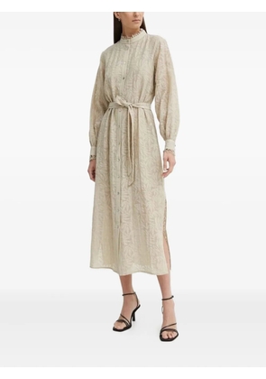 Bruuns Bazaar leaf-print lace-trimmed midi dress - Neutrals