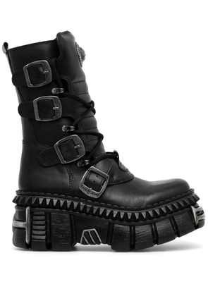 NEW ROCK 80mm buckle platform boots - Black