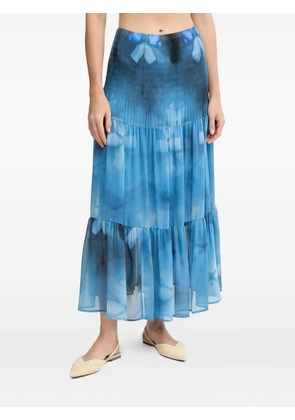 Sandro Ferrone pleated tiered midi skirt - Blue