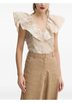 Bruuns Bazaar metallic-detail ruffled blouse - Neutrals