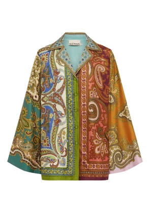 ALEMAIS graphic-pattern silk blouse - Brown