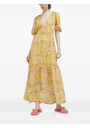 Billabong floral-print smocked maxi dress - Yellow