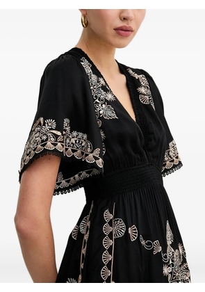 Hale Bob floral-embroidered v-neck mini dress - Black