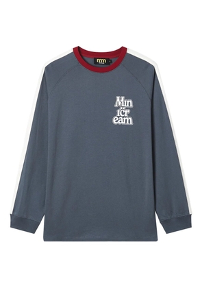 Mini Cream raglan-sleeve logo-print top - Blue