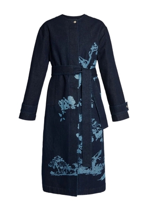 ERDEM floral-print belted coat - Blue