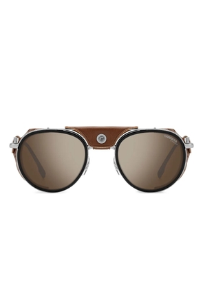 Carrera leather-shield round-frame sunglasses - Silver