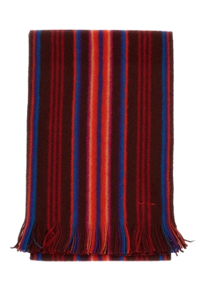 Paul Smith signature-stripe fringed scarf - Red