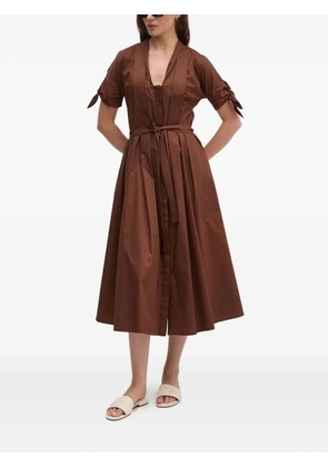 Sandro Ferrone tie-cuff belted midi dress - Brown