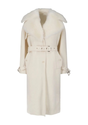 Ermanno Scervino fur-collar belted coat - White