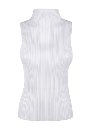 Pleats Please Issey Miyake Basics pleated funnel-neck top - Grey