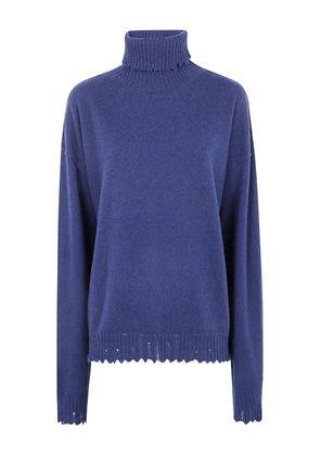Uma Wang turtleneck frayed-hem sweater - Blue