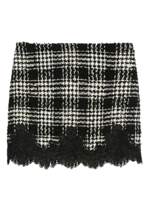 TWINSET check-print lace-lace mini skirt - Black