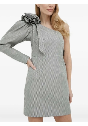 Custommade one-shoulder rosette mini dress - Black