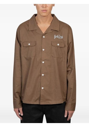 Brain Dead embroidered-detail cotton shirt - Brown
