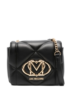 Love Moschino quilted logo-plaque cross-body bag - Black