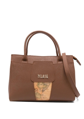 ALVIERO MARTINI 1° CLASSE map-detail leather tote bag - Brown